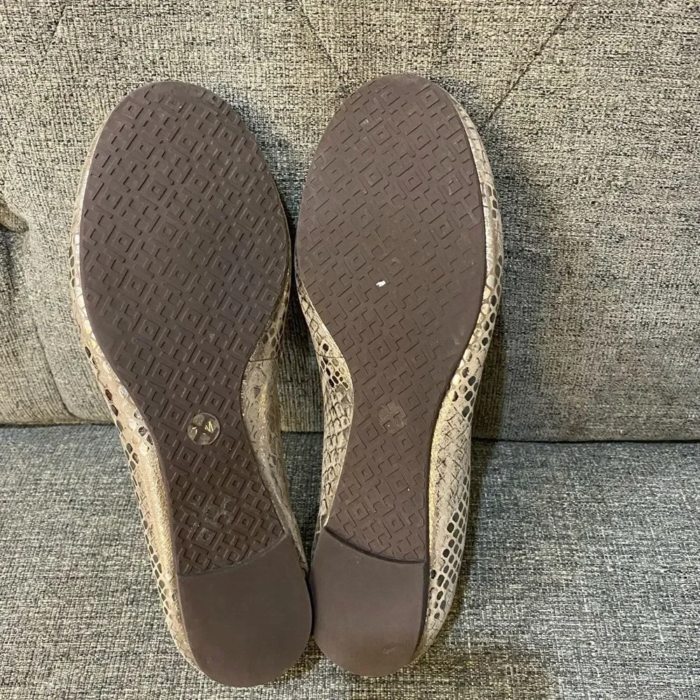 Tory Burch Reva Ballets Metallic Cobra Women Size 7.5